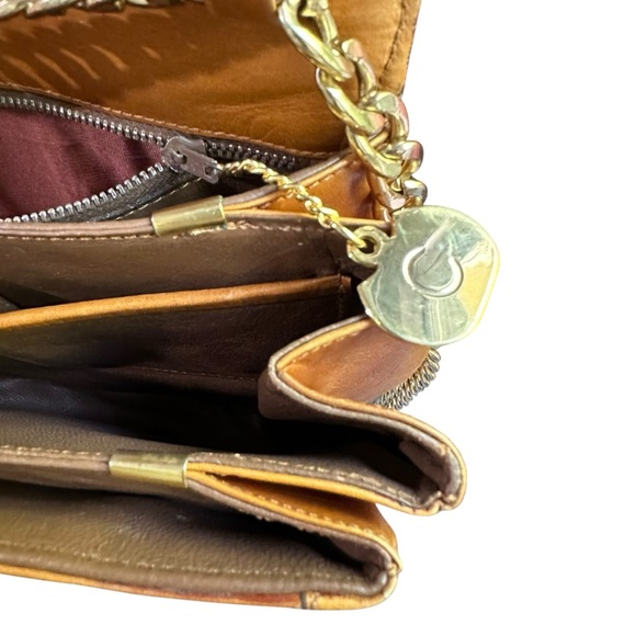 Stunning vintage CELINE Paris tan leather chain link shoulder bag purse two way - Picture 11 of 16